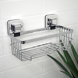 Rackhams Pushloc Stainless Steel Suction Wall Mounted Bottle Basket