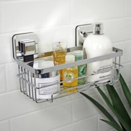 Rackhams Pushloc Stainless Steel Suction Wall Mounted Bottle Basket - thumbnail 2