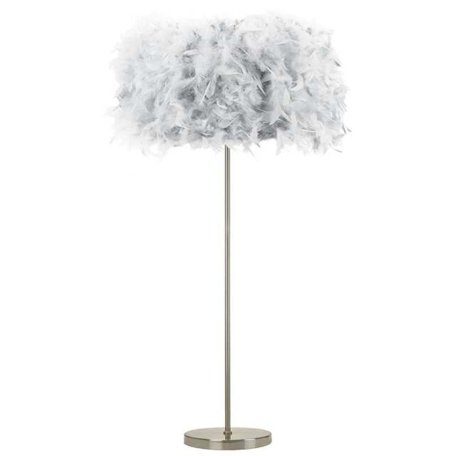 Rackhams Modern and Chic Real Grey Feather Floor Lamp with Satin Nickel Base and Switch - image 1