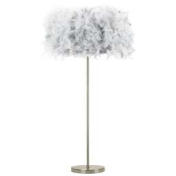 Rackhams Modern and Chic Real Grey Feather Floor Lamp with Satin Nickel Base and Switch