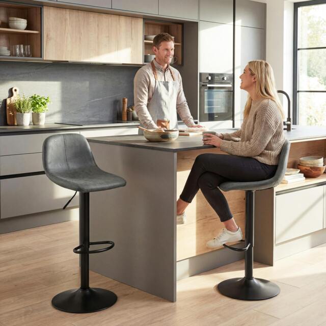 Rackhams Bar Stools Set of 2, Modern Swivel Barstools for Dining Room - Grey - image 1