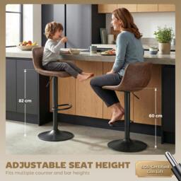 Rackhams Bar Stools Set of 2, Modern Swivel Barstools for Dining Room - Grey - thumbnail 5