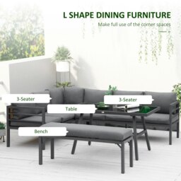 Rackhams  8-Seater Aluminium Garden Dining Sofa Furniture Set with Cushions - thumbnail 4