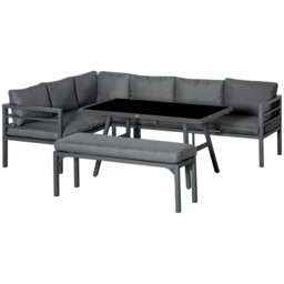 Rackhams  8-Seater Aluminium Garden Dining Sofa Furniture Set with Cushions - thumbnail 3