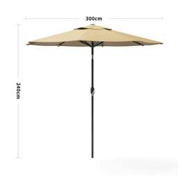 Rackhams 3M Sunshade Parasol Backyard Garden Tilt Umbrella with Crank - Dark Grey - thumbnail 6
