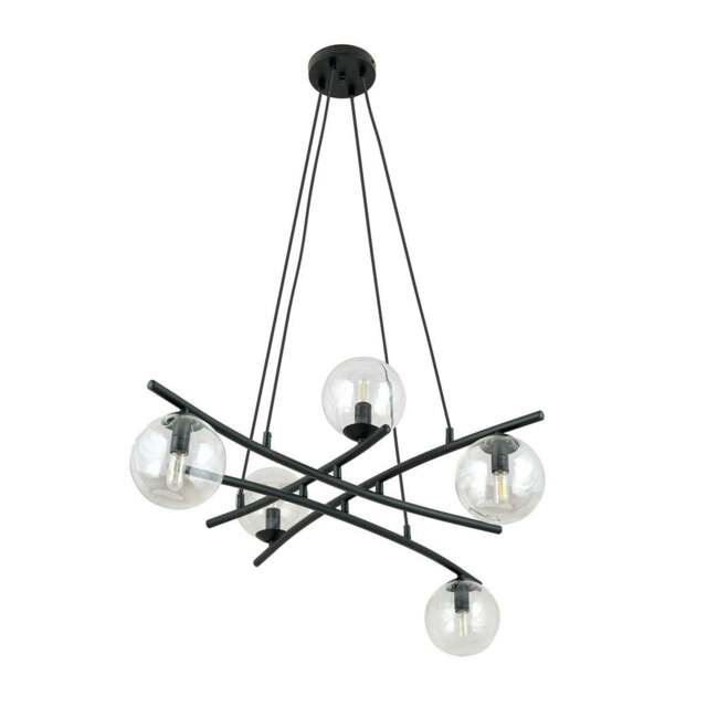 Rackhams ESSA Pendant lamp 5 x E14 Black with Transparent Shade - image 1