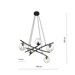 Rackhams ESSA Pendant lamp 5 x E14 Black with Transparent Shade - thumbnail 4