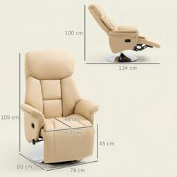 Rackhams Adjustable Swivel Recliner with Footrest, Padded Arms, Beige - thumbnail 3