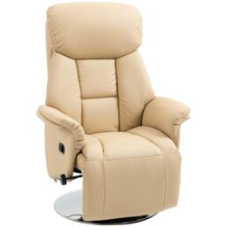 Rackhams Adjustable Swivel Recliner with Footrest, Padded Arms, Beige - thumbnail 2