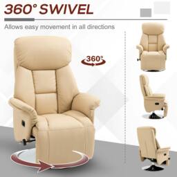Rackhams Adjustable Swivel Recliner with Footrest, Padded Arms, Beige - thumbnail 5