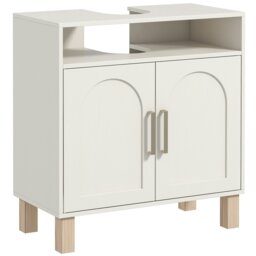 Rackhams Under Sink Bathroom Cabinet for Basin without Pedestal, Cream White - Particleboard - Modern - Cream white - thumbnail 2