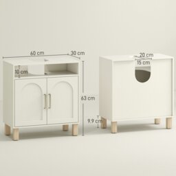 Rackhams Under Sink Bathroom Cabinet for Basin without Pedestal, Cream White - Particleboard - Modern - Cream white - thumbnail 6