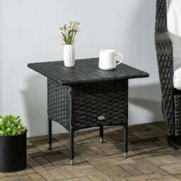 Rackhams PE Rattan Outdoor Coffee Table, Easy Match Rattan Side Table, Black - Black - thumbnail 3