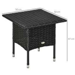 Rackhams PE Rattan Outdoor Coffee Table, Easy Match Rattan Side Table, Black - Black - thumbnail 6