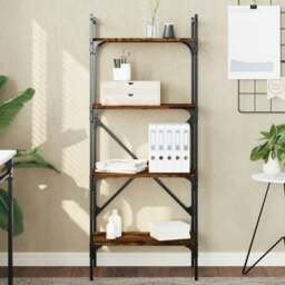 Rackhams Bookcase 4-Tier Smoked Oak 56x31.5x138.5 cm Engineered Wood - Brown - Engineered wood, steel - thumbnail 1