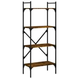 Rackhams Bookcase 4-Tier Smoked Oak 56x31.5x138.5 cm Engineered Wood - Brown - Engineered wood, steel - thumbnail 2