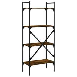 Rackhams Bookcase 4-Tier Smoked Oak 56x31.5x138.5 cm Engineered Wood - Brown - Engineered wood, steel - thumbnail 6