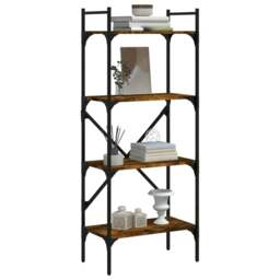 Rackhams Bookcase 4-Tier Smoked Oak 56x31.5x138.5 cm Engineered Wood - Brown - Engineered wood, steel - thumbnail 3