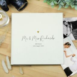 Rackhams Personalised Gold Heart Couples Square Photo Album - h22.5 x w22.5 x d3cm - thumbnail 2