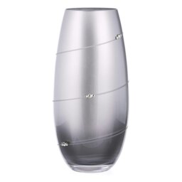 Rackhams Silhouette Barrel Silver Vase Adorned with Swarovski Crystals - 25cm - Made From Premium Lead Free Crystal Glass