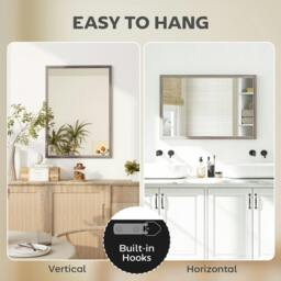 Rackhams 50 x 70 cm Wall Bathroom Mirror, Vanity Mirror, Grey - thumbnail 6