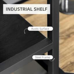Rackhams 7-Tier Industrial Shelf, Living Room Book & Display Rack - 83 x 34 x 180 cm - Bookcase - Black - thumbnail 4
