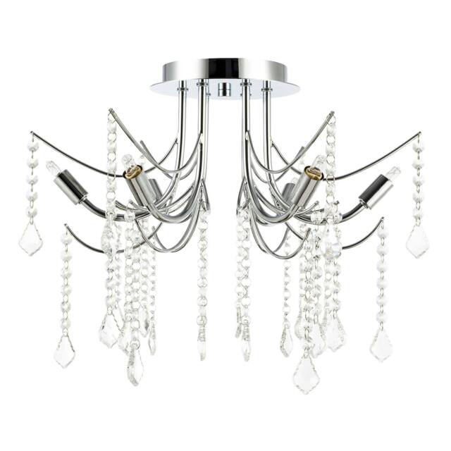 Rackhams Elegant Semi Flush Chandelier Ceiling Light Fitting in Polished Chrome - image 1