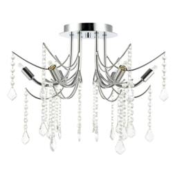 Rackhams Elegant Semi Flush Chandelier Ceiling Light Fitting in Polished Chrome - thumbnail 1