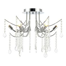 Rackhams Elegant Semi Flush Chandelier Ceiling Light Fitting in Polished Chrome - thumbnail 2