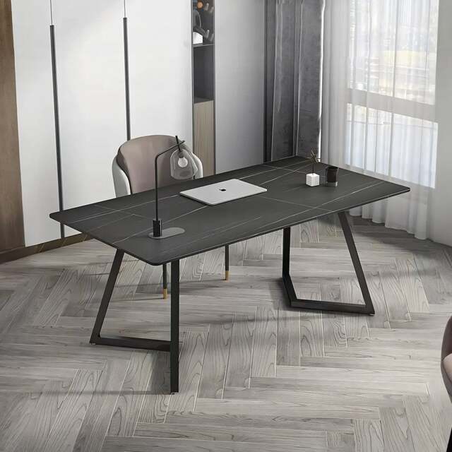 Rackhams Sierra Office Desk, Sintered Stone - Black - 180 x 90cm - Black - image 1