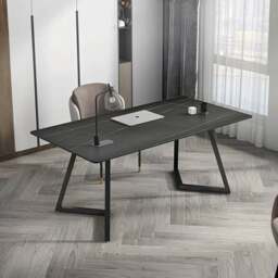 Rackhams Sierra Office Desk, Sintered Stone - Black - 180 x 90cm - Black