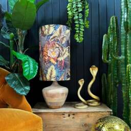 Rackhams Rust Big Cat Velvet Tube Lampshade