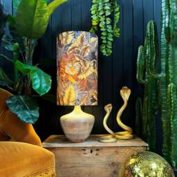Rackhams Rust Big Cat Velvet Tube Lampshade - thumbnail 2