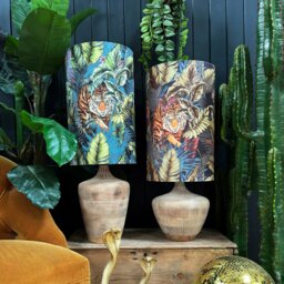 Rackhams Rust Big Cat Velvet Tube Lampshade - thumbnail 3