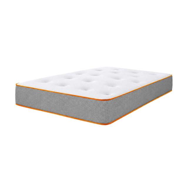 Rackhams ComfortCore 1000 Tufted Pocket Mattress – 23cm / 9” Deep 1000 Pocket Spring Mattress with Medium to Medium-Firm Support - 4ft Small Double (120cm x 190cm) - White/Yellow - 1 - image 1