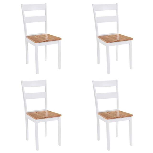 Rackhams Dining Chairs 4 pcs White Solid Rubber Wood