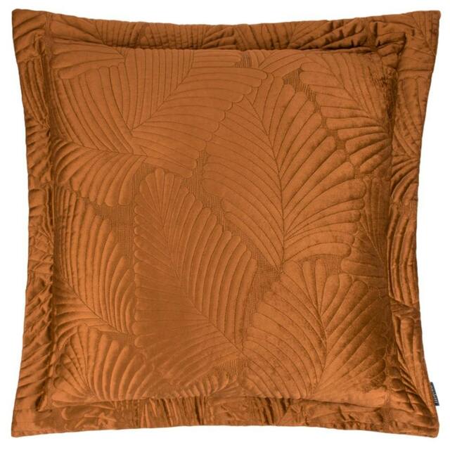 Rackhams Palmeria Velvet Quilted Cushion Cover - Rust - 74cm x 48cm - Rust - 100% Mixed - image 1