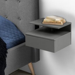 Rackhams Ashlan Bedside Table with 1 Drawer in Grey - 1 - Grey - Manufactured wood - thumbnail 5
