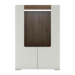 Rackhams Toronto Low glazed 2 door display cabinet with internal shelves (inc. Plexi Lighting) - Full Assembly Required - White & Oak - Matt - thumbnail 2