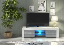 Rackhams Striking 130cm TV Unit Cabinet with Grey High Gloss Doors LED Lights - 130 cm - 1 - MDF/Chipboard - thumbnail 6