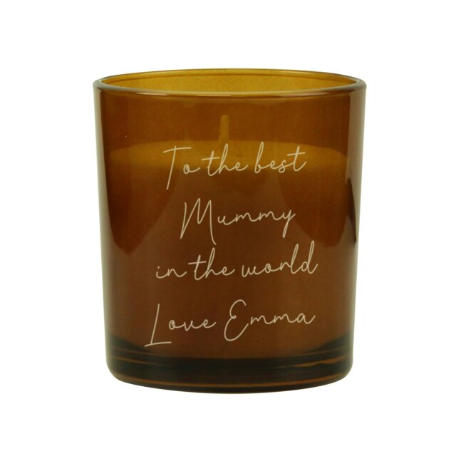 Rackhams Personalised Engraved Message Amber Glass Candle - image 1