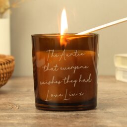 Rackhams Personalised Engraved Message Amber Glass Candle - thumbnail 2