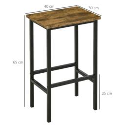 Rackhams Industrial Bar Stools, Set of 2 Kitchen Breakfast Bar Chairs with Footrest, Counter Height Island Stools for Dining Area, Home Pub, Rustic Brown - thumbnail 3
