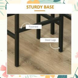 Rackhams Industrial Bar Stools, Set of 2 Kitchen Breakfast Bar Chairs with Footrest, Counter Height Island Stools for Dining Area, Home Pub, Rustic Brown - thumbnail 6