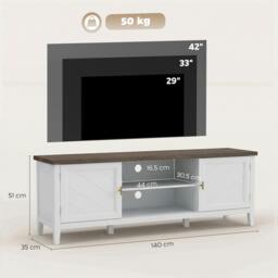 Rackhams Farmhouse TV Unit for TVs up to 42 Inch, Entertainment Centre, White - Smooth - 140.0 - 9.3 - thumbnail 3
