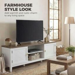 Rackhams Farmhouse TV Unit for TVs up to 42 Inch, Entertainment Centre, White - Smooth - 140.0 - 9.3 - thumbnail 4