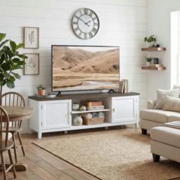 Rackhams Farmhouse TV Unit for TVs up to 42 Inch, Entertainment Centre, White - Smooth - 140.0 - 9.3