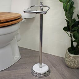 Rackhams Opera White/Chrome Freestanding Toilet Roll Holder