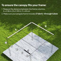 Rackhams Pergola Cover Roof, 2.86 x 2.45 m Retractable Sun Shade Top for 3 x 2m Pergola Frame, UV30+ Protected, Coffee - thumbnail 4