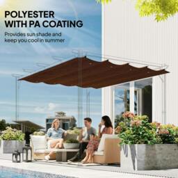 Rackhams Pergola Cover Roof, 2.86 x 2.45 m Retractable Sun Shade Top for 3 x 2m Pergola Frame, UV30+ Protected, Coffee - thumbnail 5